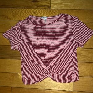 Red and white striped crop top
